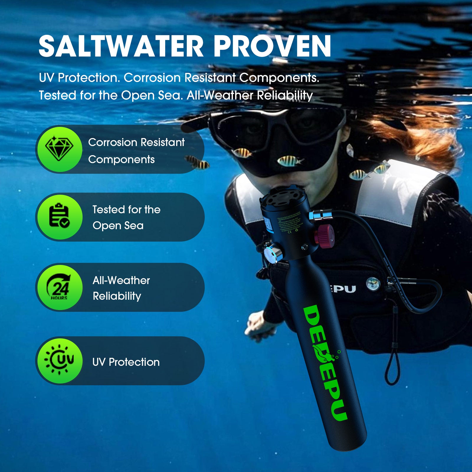 Snorkeling Emergency Rescue Vest With a 0.5L scuba tank