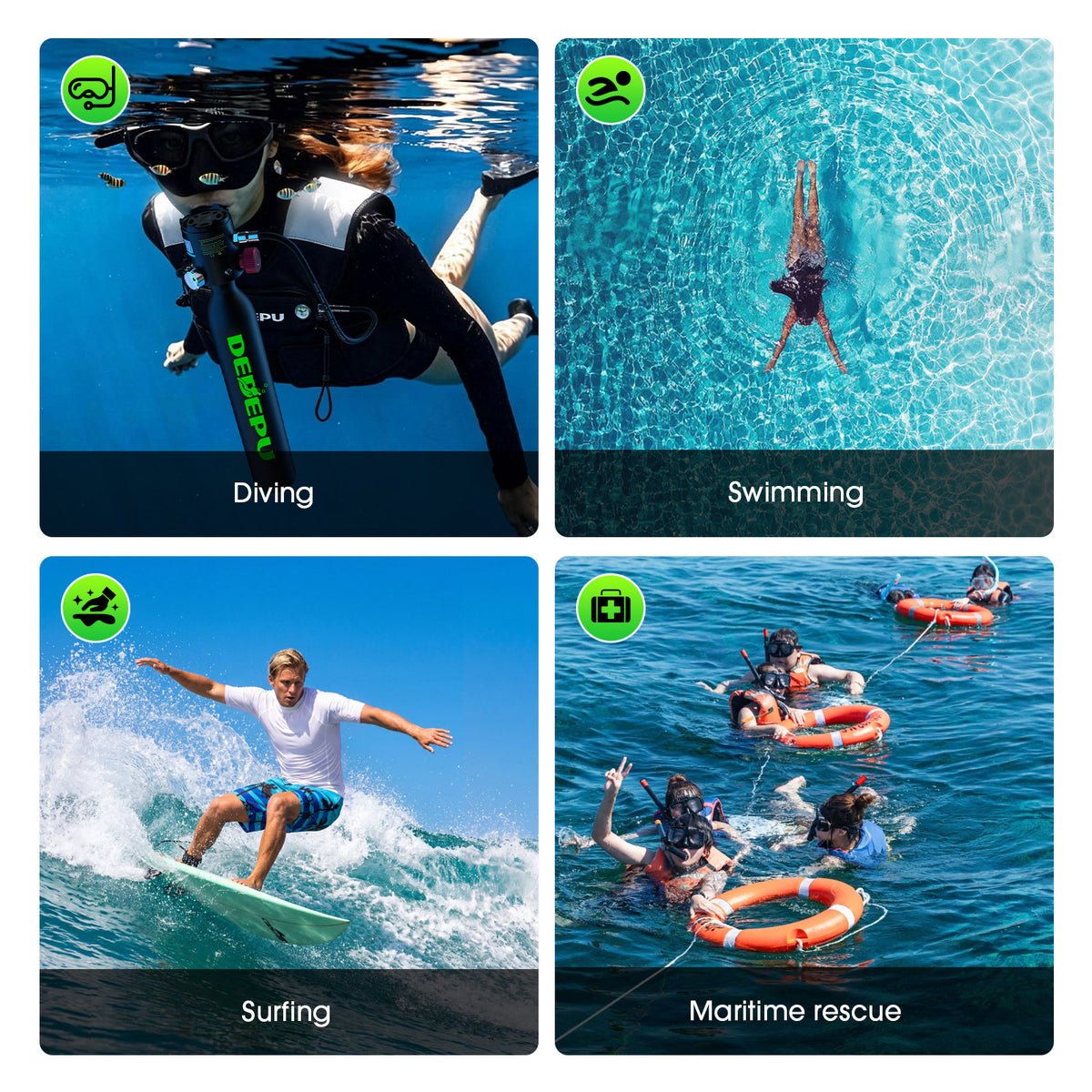 Colete de resgate de emergência para snorkel com tanque de mergulho de 0.5L