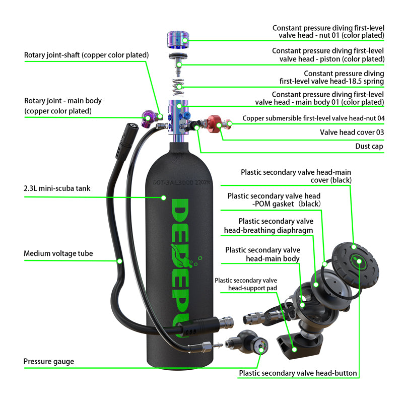 DEDEPU D600 2.3L scuba tank