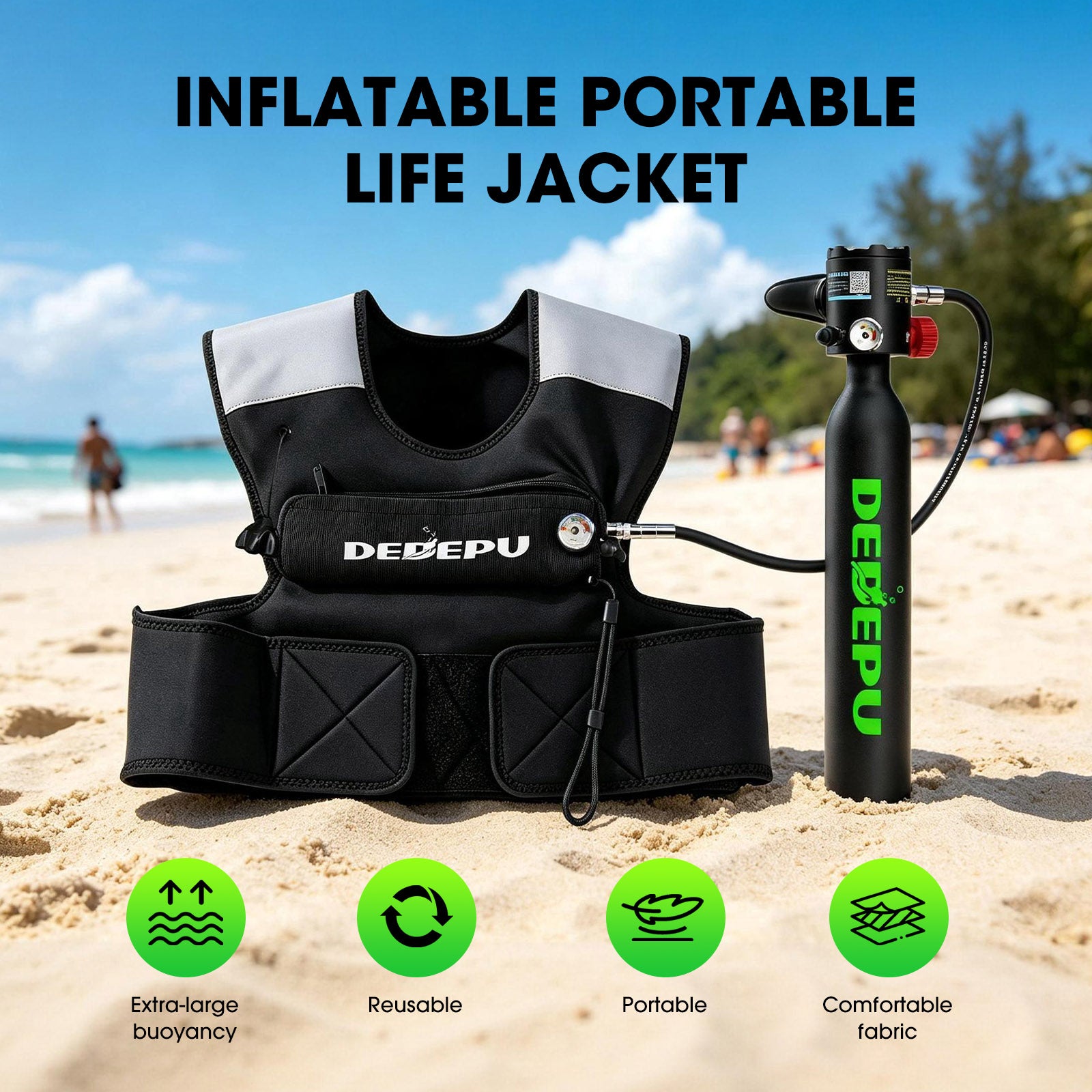 Snorkeling Emergency Rescue Vest With a 0.5L scuba tank