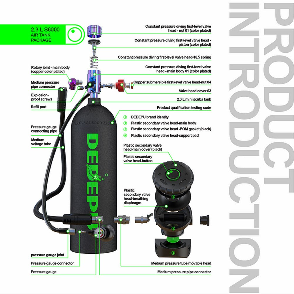 DEDEPU D600 2.3L Mini Scuba Tank