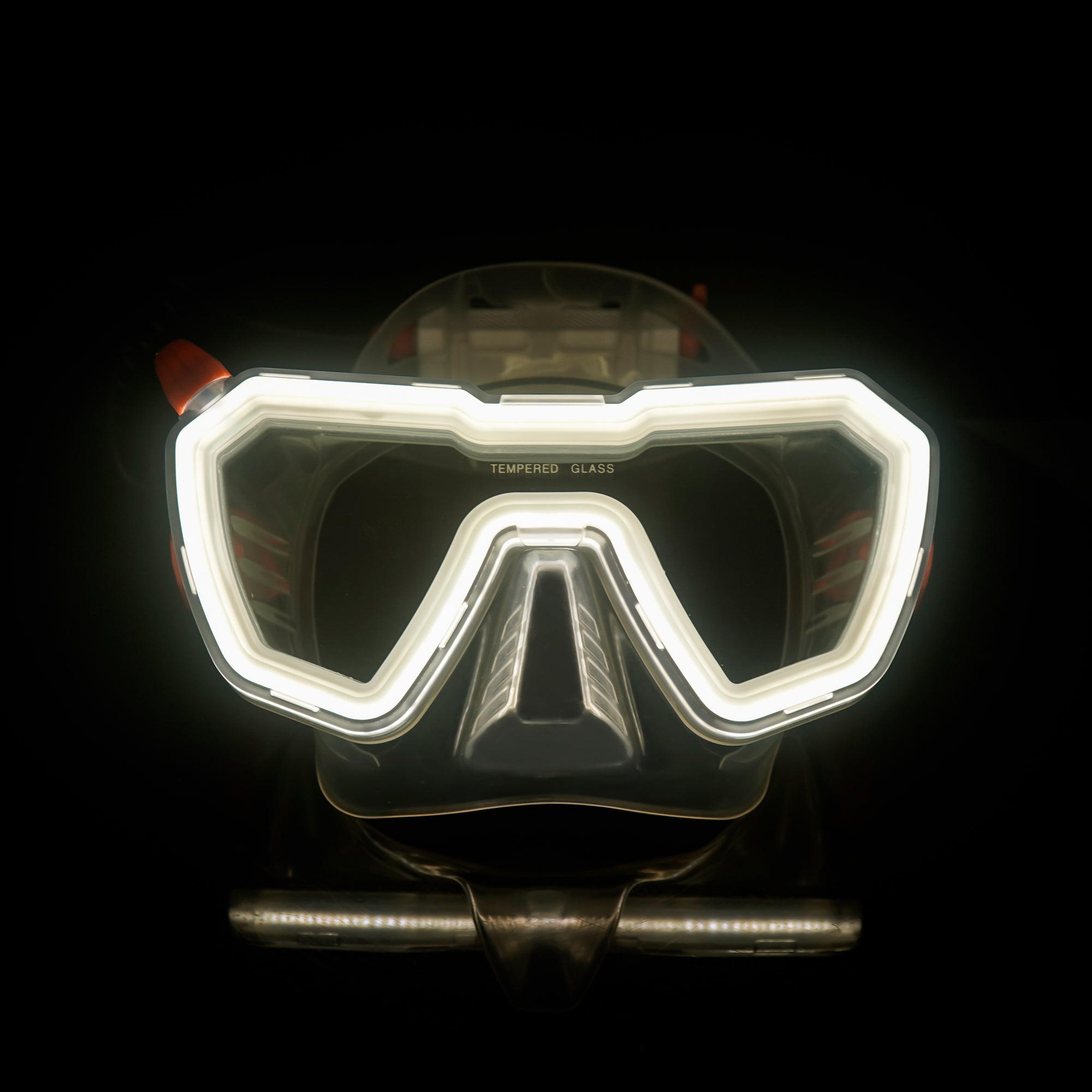 DEDEPU Luminescence Anti Fog Luxury Style Tempered Lens Swimming Goggles Single Len Mask Scuba Diving Mask with Battery