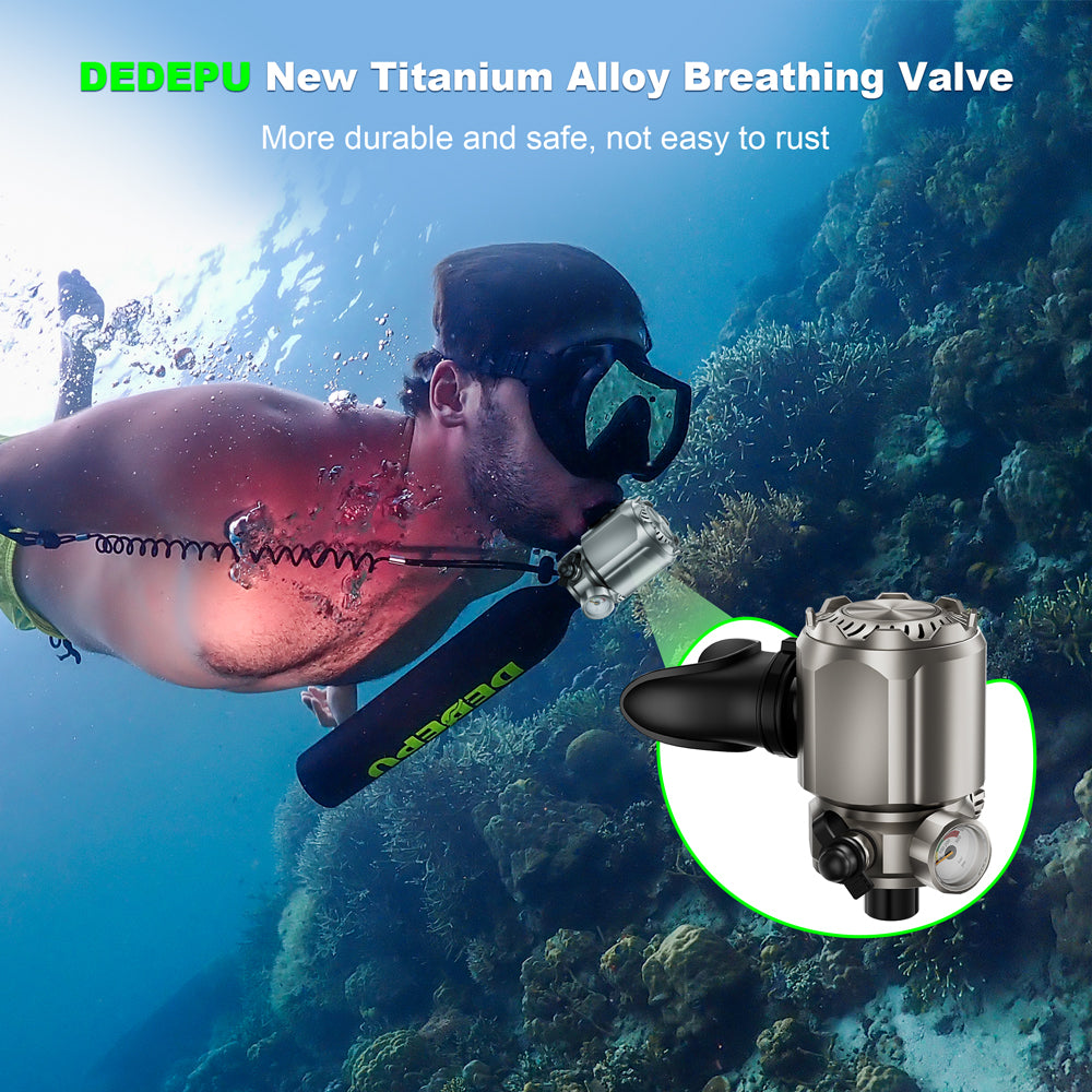 DEDEPU Orca Series 0.5L Scuba Tank Upgraded Titanium Alloy Breathing Valve