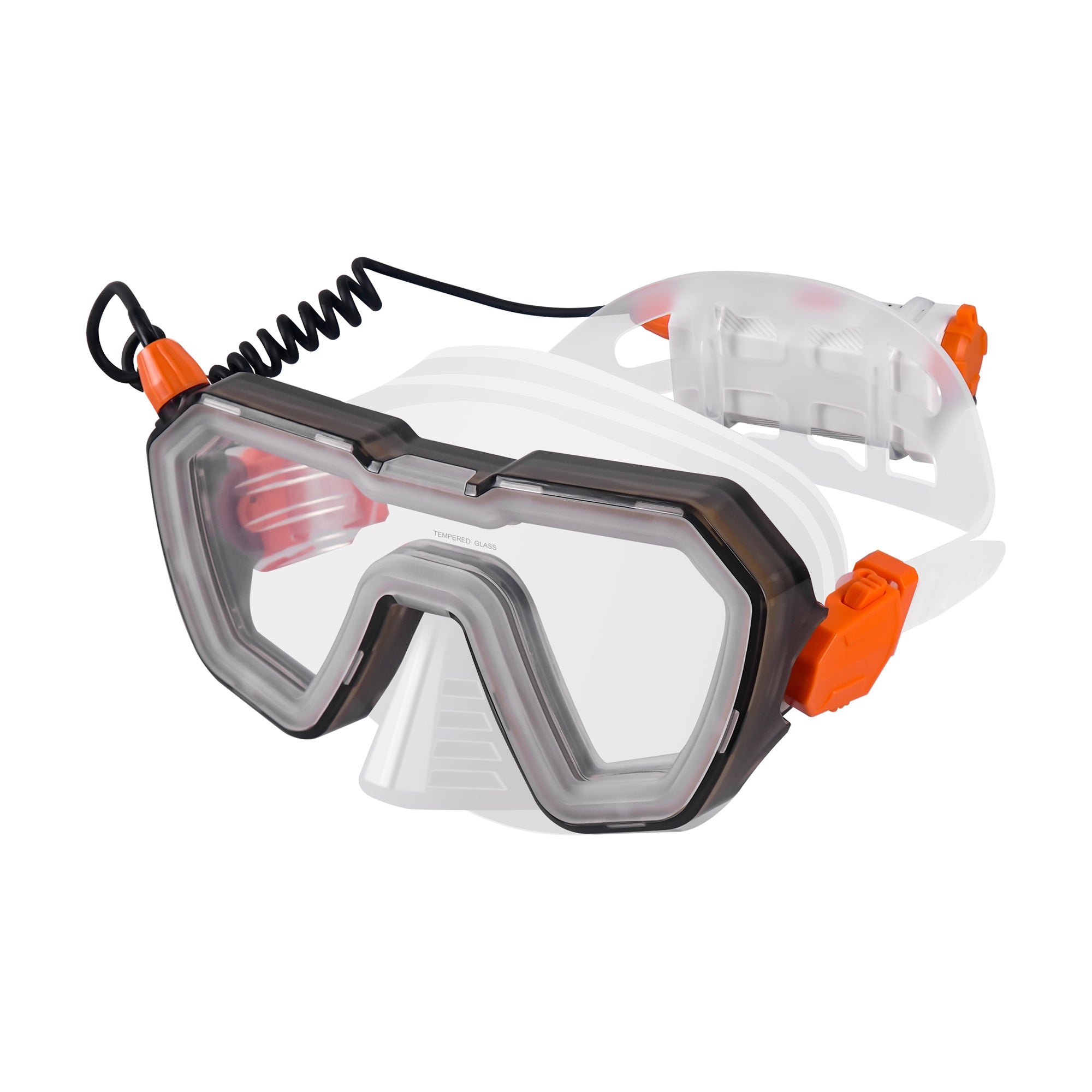 DEDEPU Luminescence Anti Fog Luxury Style Tempered Lens Swimming Goggles Single Len Mask Scuba Diving Mask with Battery