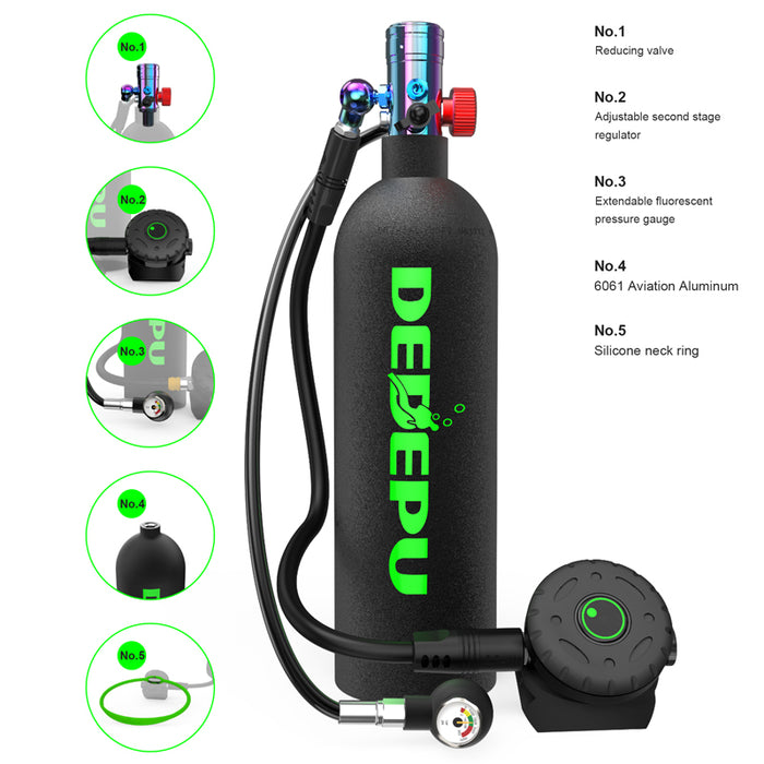 DEDUPU D600 Mini Scuba Tank | Compact, Refillable, and Durable